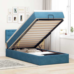 Cadre De Lit Ottoman Avec Matelas Bleu Foncé 100x200 Cm Velours Vidaxl