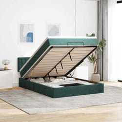 Vidaxl Cadre De Lit Ottoman Avec Matelas Vert Foncé 140x190 Cm Velours