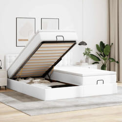 Cadre De Lit Ottoman Avec Matelas Blanc 200x200 Cm Similicuir Vidaxl