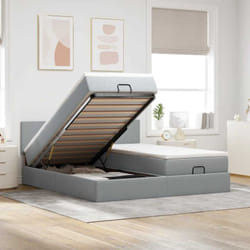 Vidaxl Cadre De Lit Ottoman Et Matelas Gris Clair 180x200cm Tissu