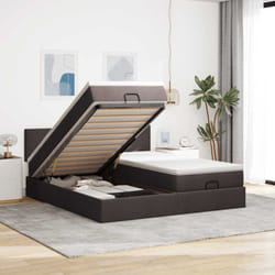 Vidaxl Cadre De Lit Ottoman Avec Matelas Marron Foncé 180x200 Cm Tissu