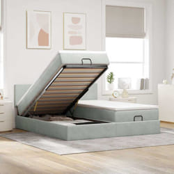 Vidaxl - Cadre De Lit Ottoman Et Matelas Gris Clair 180x200cm Velours