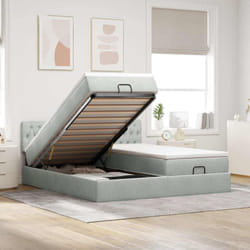 Vidaxl - Cadre De Lit Ottoman Et Matelas Gris Clair 180x200cm Velours