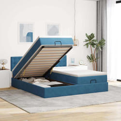 Cadre De Lit Ottoman Avec Matelas Bleu Foncé 160x200 Cm Velours Vidaxl
