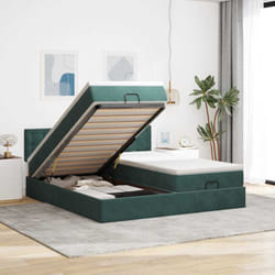 Vidaxl - Cadre De Lit Ottoman Avec Matelas Vert Foncé 180x200cm Velours
