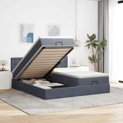 Vidaxl - Cadre De Lit Ottoman Avec Matelas Gris Foncé 200x200 Cm Velours