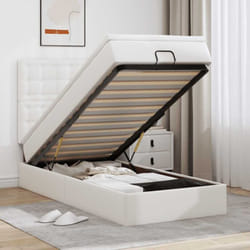 Vidaxl Lit Ottoman Avec Matelas Blanc 90x200 Cm Similicuir