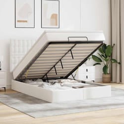 Cadre De Lit Ottoman Avec Matelas Blanc 140x190 Cm Similicuir Vidaxl