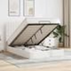 VidaXL Cadre de lit ottoman avec matelas blanc 140x200 cm similicuir 3313007