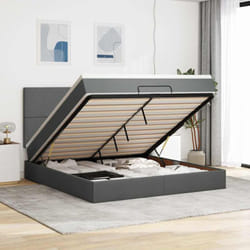 Vidaxl - Cadre De Lit Ottoman Avec Matelas Gris Foncé 160x200cm Tissu