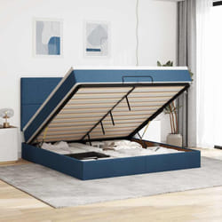Vidaxl - Cadre De Lit Ottoman Avec Matelas Bleu 200x200cm Tissu