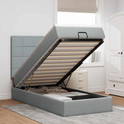 Lit Ottoman Avec Matelas Gris Clair 90x200 Cm Tissu Vidaxl