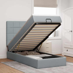 Lit Ottoman Avec Matelas Gris Clair 100x200 Cm Tissu Vidaxl