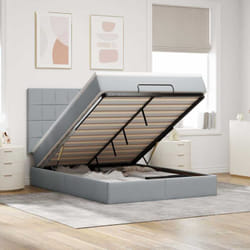 Vidaxl - Cadre De Lit Ottoman Et Matelas Gris Clair 140x190 Cm Tissu