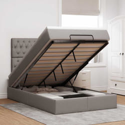 Vidaxl Cadre De Lit Ottoman Avec Matelas Taupe 120x200 Cm Tissu