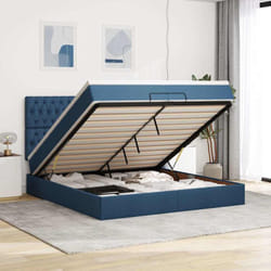 Vidaxl - Cadre De Lit Ottoman Avec Matelas Bleu 200x200cm Tissu