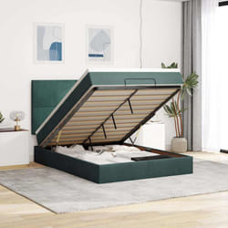 Vidaxl Cadre De Lit Ottoman Avec Matelas Vert Foncé 140x190 Cm Velours