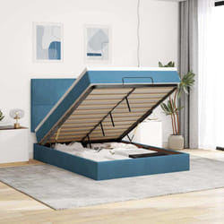 Vidaxl - Cadre De Lit Ottoman Avec Matelas Bleu Foncé 140x190 Cm Velours