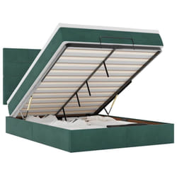 Cadre De Lit Ottoman Avec Matelas Vert Foncé 140x190 Cm Velours Vidaxl