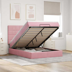 Vidaxl Cadre De Lit Ottoman Avec Matelas Rose 140x200 Cm Velours