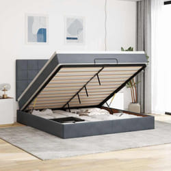 Vidaxl - Cadre De Lit Ottoman Avec Matelas Gris Foncé 160x200cm Velours