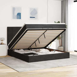 Vidaxl Cadre De Lit Ottoman Avec Matelas Noir 200x200cm Velours