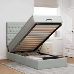 Vidaxl Cadre De Lit Ottoman Et Matelas Gris Clair 90x190 Cm Velours
