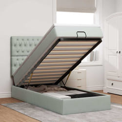 Cadre De Lit Ottoman Et Matelas Gris Clair 100x200 Cm Velours Vidaxl