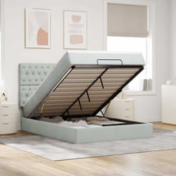 Vidaxl Cadre De Lit Ottoman Et Matelas Gris Clair 140x190 Velours