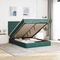 Vidaxl Cadre De Lit Ottoman Avec Matelas Vert Foncé 140x190 Cm Velours