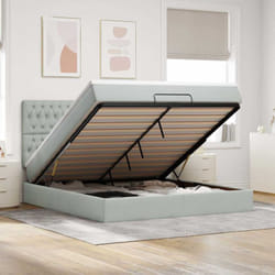 Vidaxl - Cadre De Lit Ottoman Et Matelas Gris Clair 160x200cm Velours