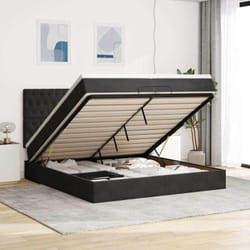 Vidaxl Cadre De Lit Ottoman Avec Matelas Noir 200x200cm Velours