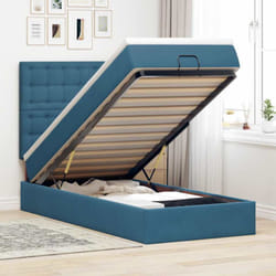 Vidaxl Cadre De Lit Ottoman Avec Matelas Bleu Foncé 80x200 Cm Velours
