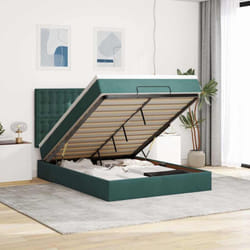 Vidaxl Cadre De Lit Ottoman Avec Matelas Vert Foncé 140x190 Cm Velours