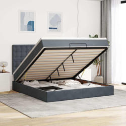 Vidaxl - Cadre De Lit Ottoman Avec Matelas Gris Foncé 160x200cm Velours