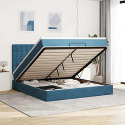 VidaXL Cadre de lit ottoman avec matelas bleu foncé 160x200 cm velours cadre de lit cadre de lit rembourré cadre de lit 3313629