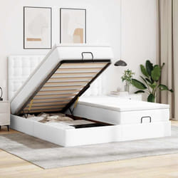 Cadre De Lit Ottoman Et Matelas Blanc Pur 200x200cm Similicuir Vidaxl