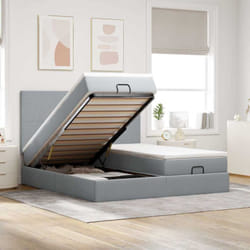 Vidaxl - Cadre De Lit Ottoman Et Matelas Gris Clair 180x200cm Tissu