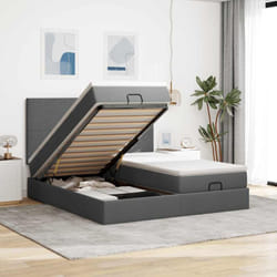 Vidaxl - Cadre De Lit Ottoman Avec Matelas Gris Foncé 180x200cm Tissu