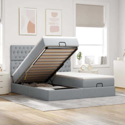 Vidaxl - Cadre De Lit Ottoman Et Matelas Gris Clair 180x200cm Tissu