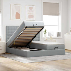Vidaxl - Cadre De Lit Ottoman Et Matelas Gris Clair 180x200cm Tissu