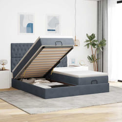 Vidaxl - Cadre De Lit Ottoman Avec Matelas Gris Foncé 160x200cm Velours