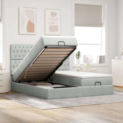 Vidaxl - Cadre De Lit Ottoman Avec Matelas Gris Clair 200x200 Cm Velours