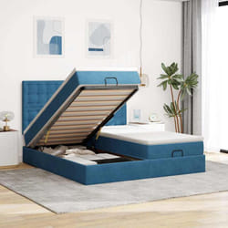 Cadre De Lit Ottoman Avec Matelas Bleu Foncé 160x200 Cm Velours Vidaxl