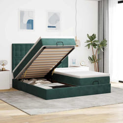 Vidaxl - Cadre De Lit Ottoman Avec Matelas Vert Foncé 180x200cm Velours