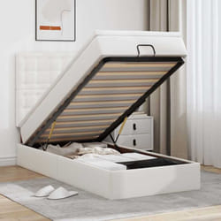 Vidaxl Cadre De Lit Ottoman Avec Matelas Blanc 80x200 Cm Similicuir