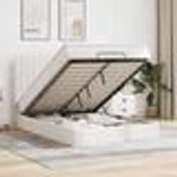 VidaXL Cadre de lit ottoman avec matelas blanc 140x200 cm similicuir 3313856