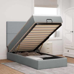 Vidaxl - Lit Ottoman Avec Matelas Et Led Gris Clair 80x200cm Tissu