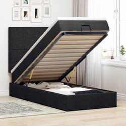 Vidaxl Cadre De Lit Ottoman Avec Matelas Noir 90x190 Cm Tissu