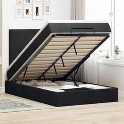 Vidaxl - Cadre De Lit Ottoman Avec Matelas Noir 120x190 Cm Tissu